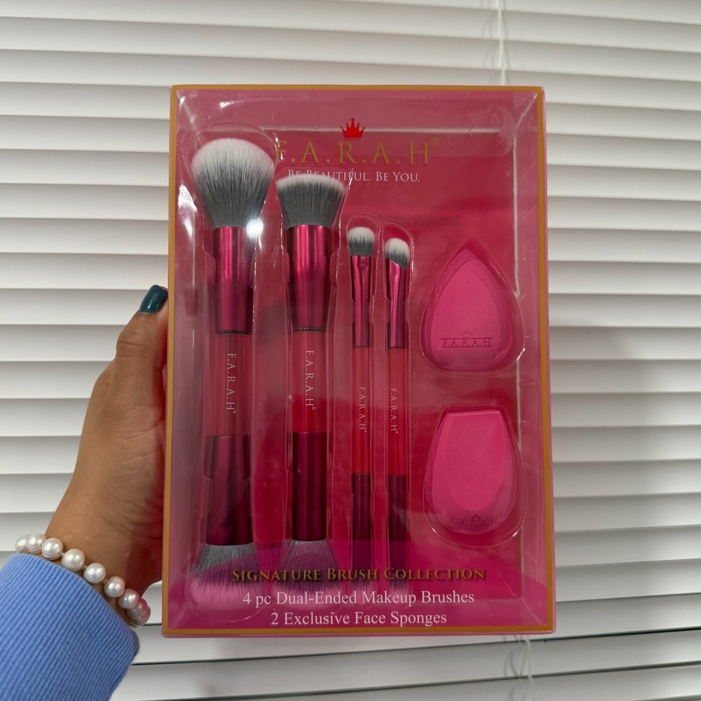 Pink Makeup Brush & Sponge Set